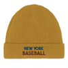 Embroidered beanie featuring a New York baseball graphic design