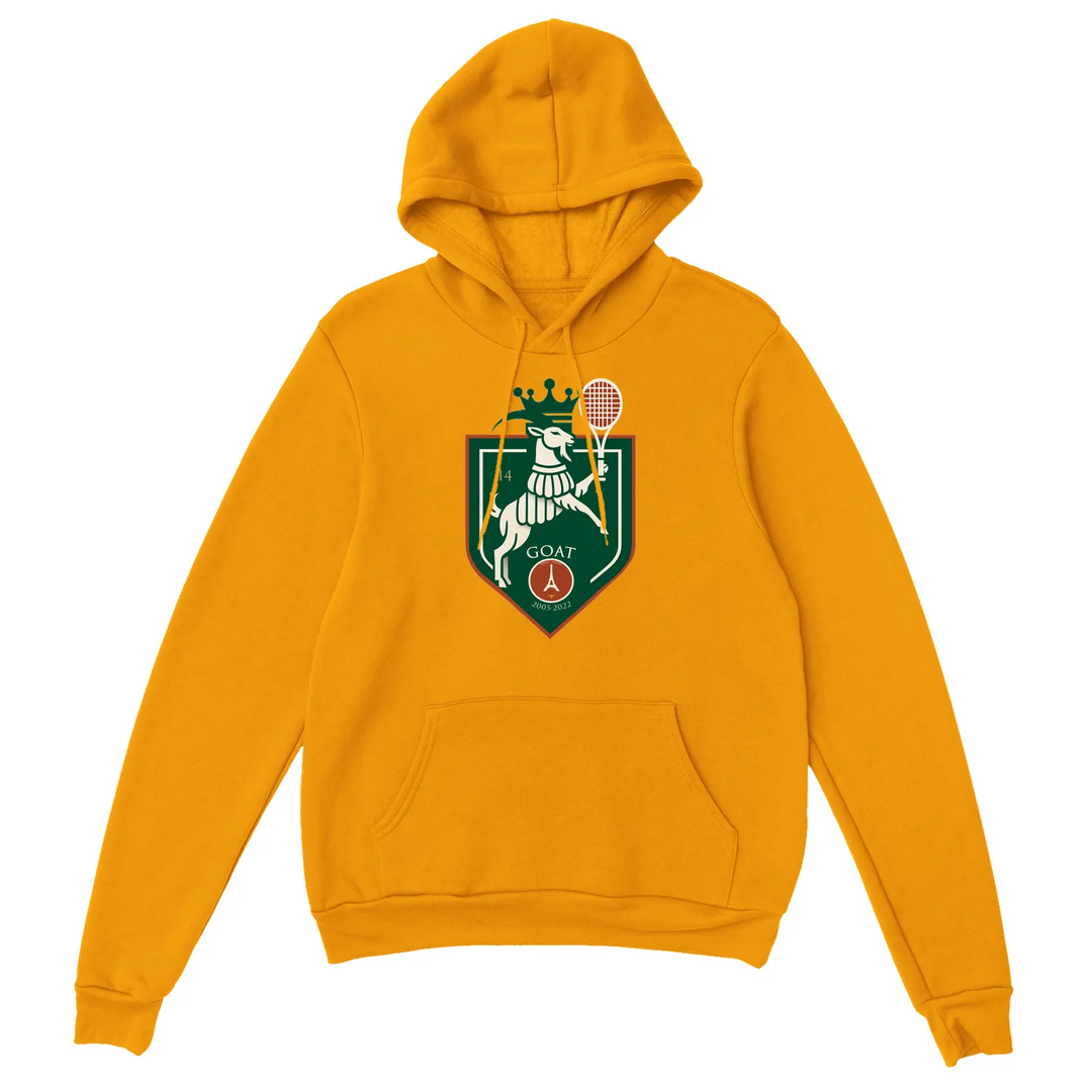 Hoodie featuring a graphic print of Rafa Nadal with tennis elements in Paris