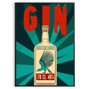 Stylized gin cocktail poster with orange and blue retro illustration