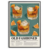 Vintage poster of an Old Fashioned cocktail in orange and gray