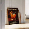 Black and gray poster of an Old Fashioned cocktail illustration