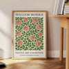 Poster showing William Morris botanical pattern in gray and orange