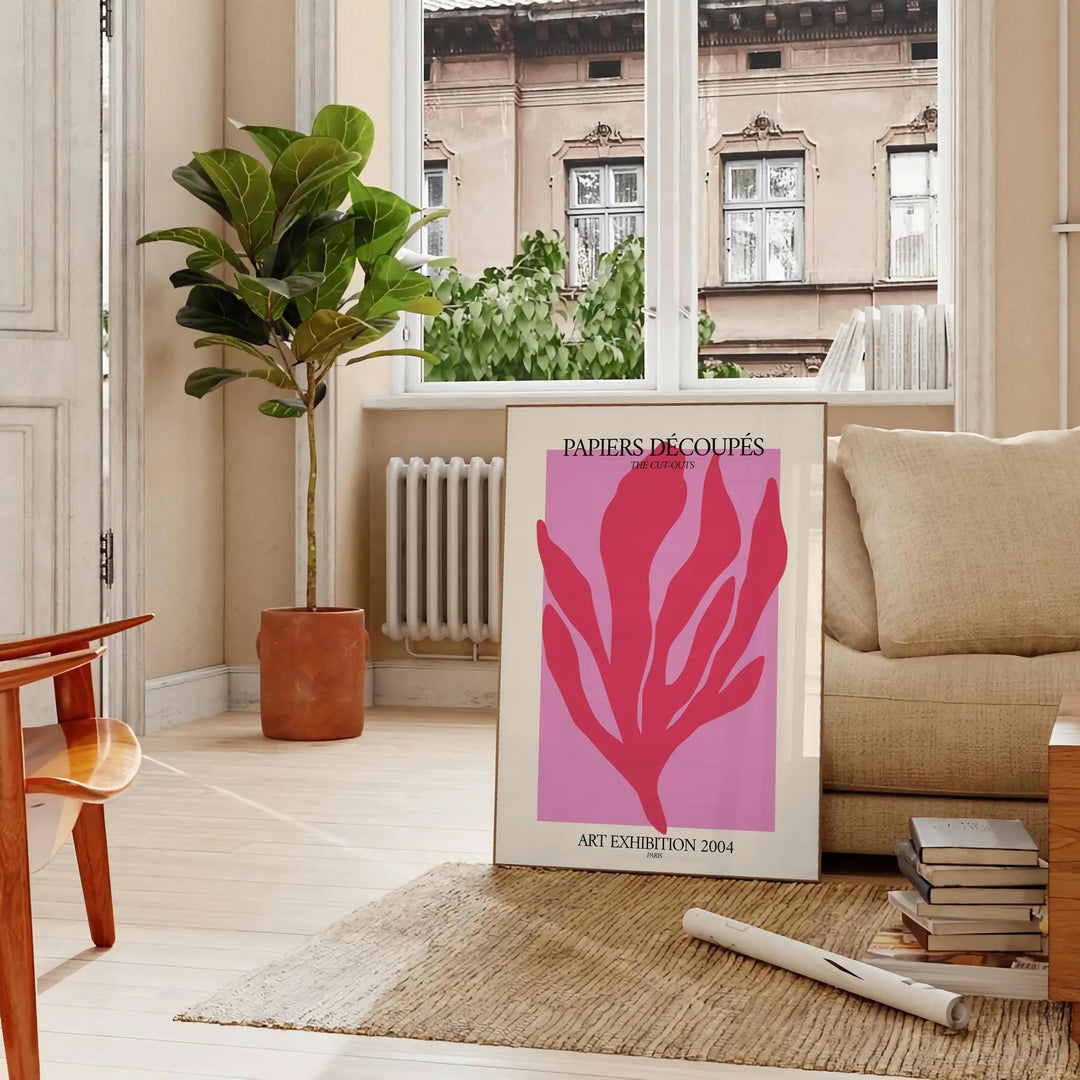 Abstract cutout artwork by Matisse featuring orange and gray shapes