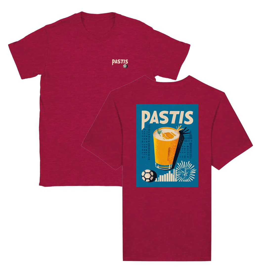 T-shirt featuring a graphic of a cocktail glass with Pastis Marseille branding