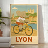 Whimsical elephant riding a bicycle through Lyon's streets