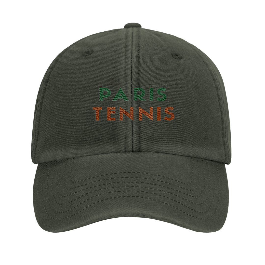Cap featuring a vintage Paris Tennis embroidered logo design
