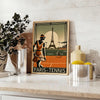 Black and brown Paris tennis art poster with elegant minimalist illustration