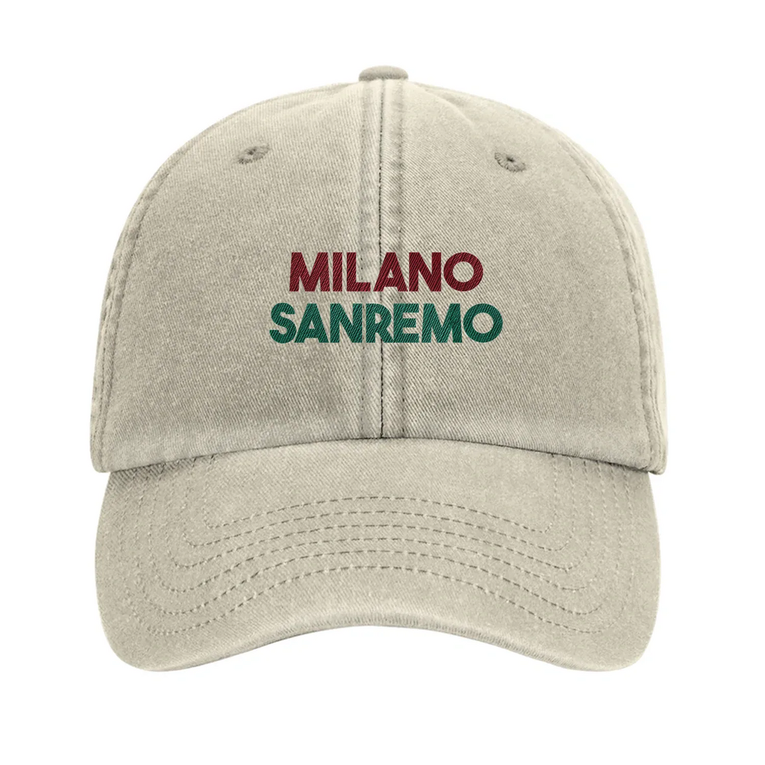 Embroidered cap featuring the Milano Sanremo logo in a vintage style