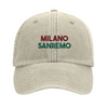 Broderad keps med Milano Sanremo-logotyp i vintage-stil