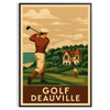 Poster showing vintage Deauville golf scene in brown and green tones