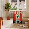 Retro minimalist illustration of a gin cocktail in orange and red hues