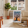 Orange and green cherry tree poster by Yayoi Kusama, bold pattern