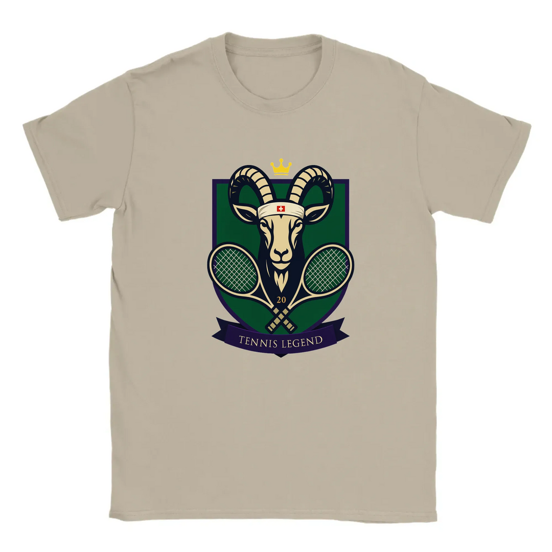 T-shirt featuring a graphic of Roger Federer playing tennis