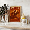 Gelb-grünes Reitsport-Poster mit Pariser Motiv, dynamische moderne Grafik
