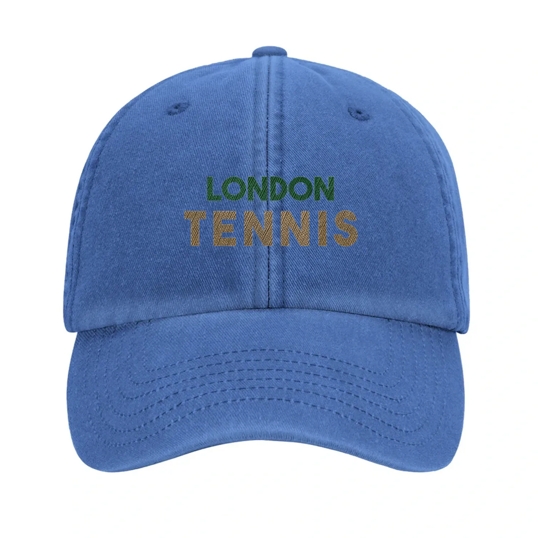 Embroidered cap featuring a vintage London Tennis logo design