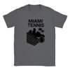 T-shirt featuring a graphic of a tennis player in action against a Miami skyline