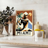 White and green Miami tennis poster, minimalist retro artwork style