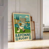 Poster showing a child elephant in vintage art deco rugby illustration