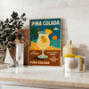 Retro illustration of a Pina Colada cocktail with orange and yellow hues