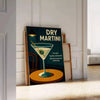 Illustration of a dry martini cocktail in a minimalist style, black and gray tones