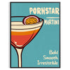 Black and brown Pornstar Martini cocktail poster, minimalist stylish illustration