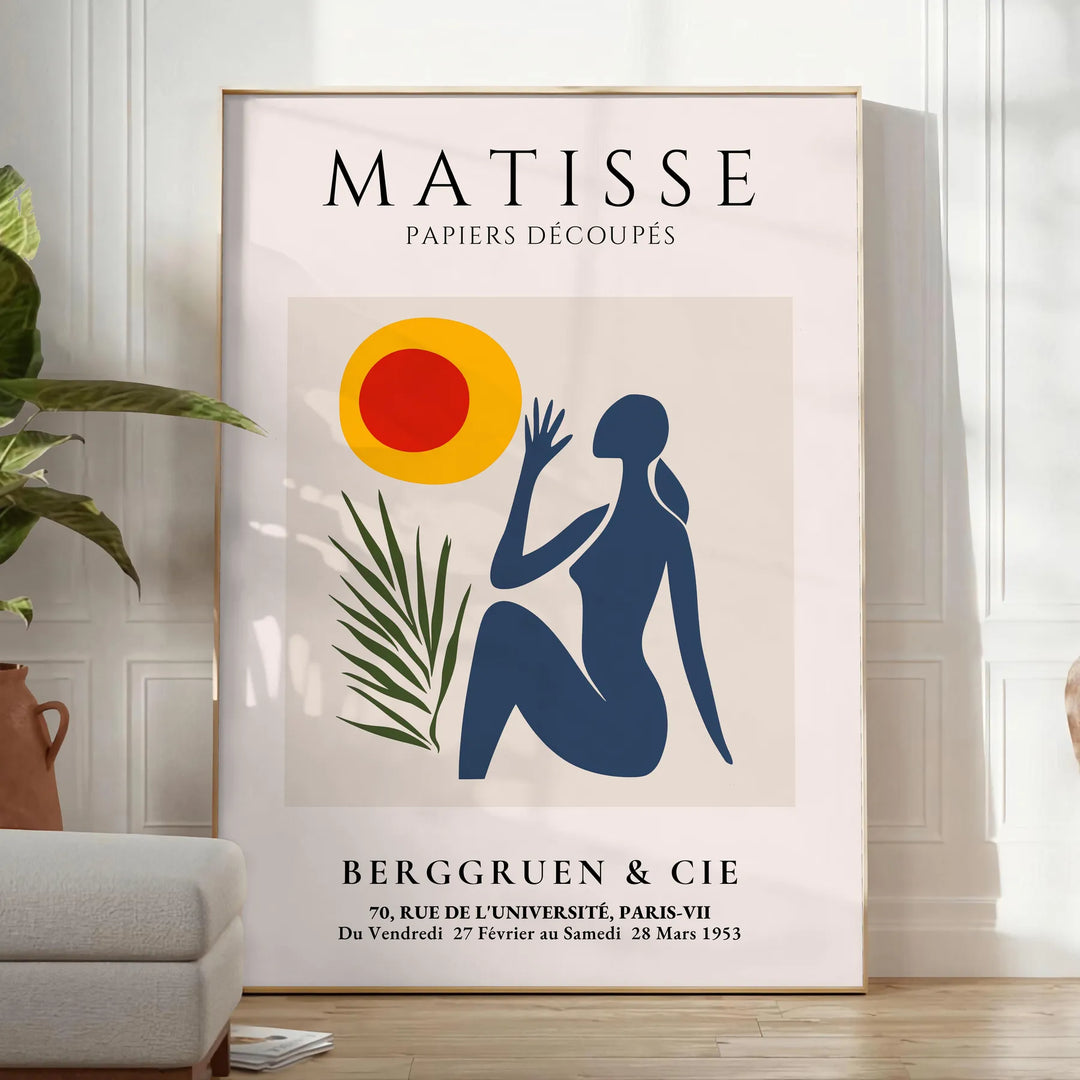 Wycięta praca kobiety autorstwa Matisse'a w bieli i pomarańczy