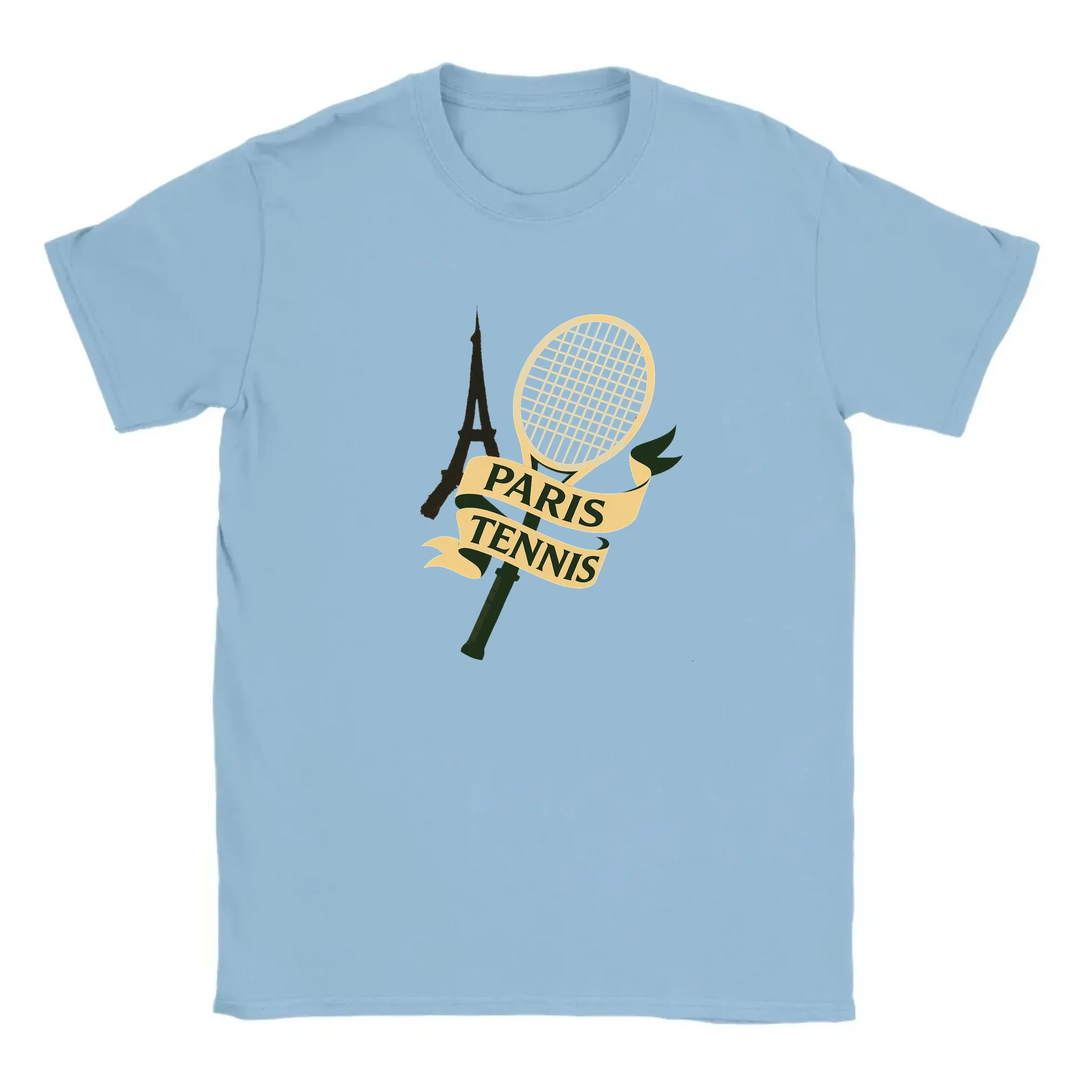 T-shirt featuring a graphic of tennis players in Paris