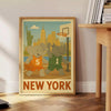 Illustration of an elephant and rhinoceros playing basketball in New York