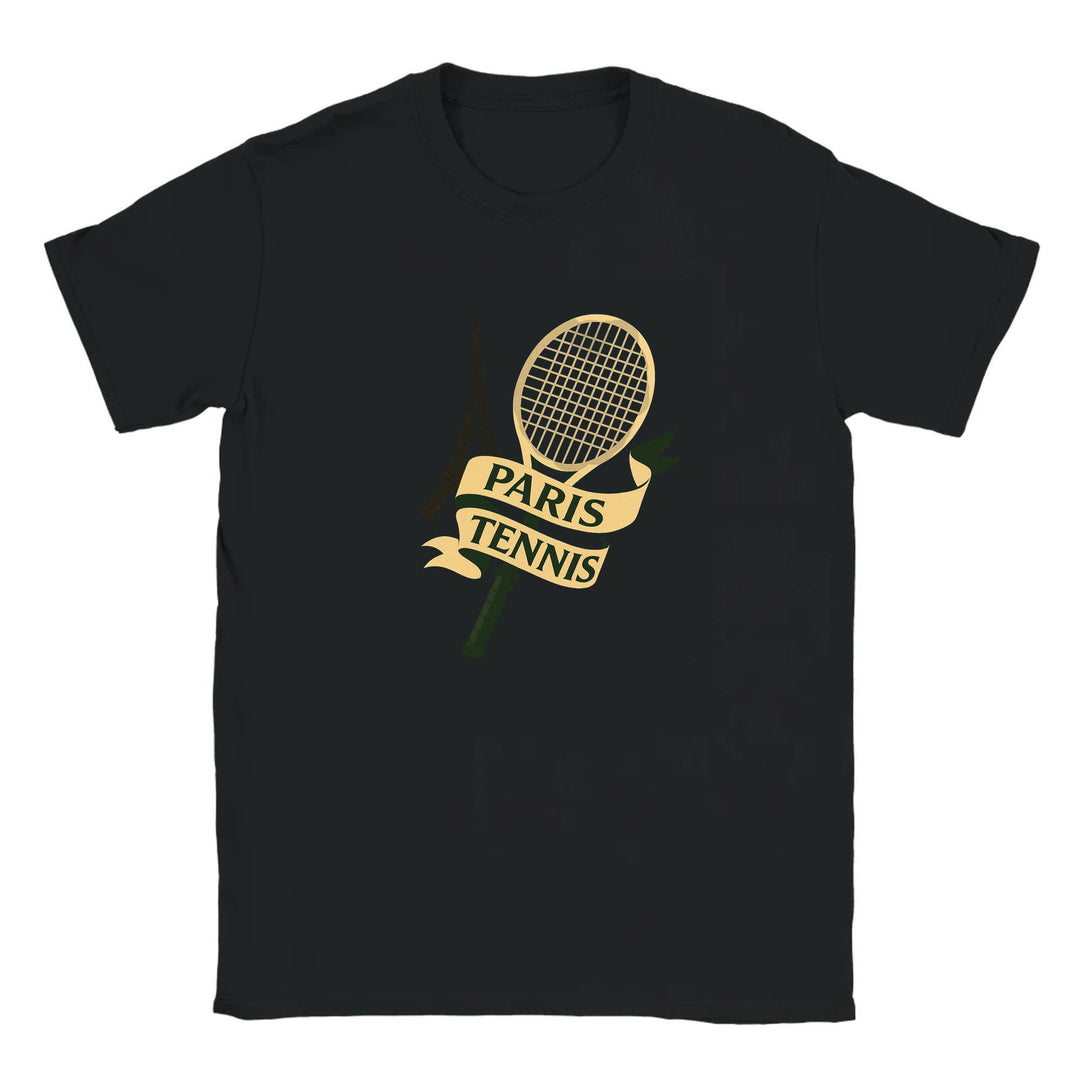 T-shirt featuring a graphic of tennis players in Paris
