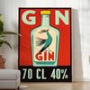 Retro minimalist illustration of a gin cocktail in orange and red hues