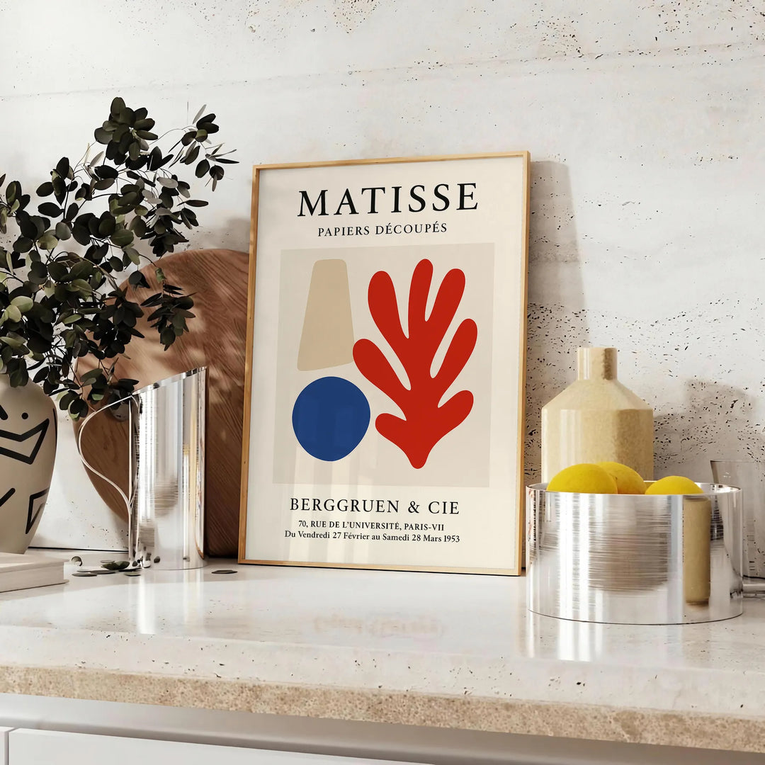 Poster Matisse Papiers Découpés abstrakte Formen grau und orange