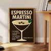 Minimalist illustration of an Espresso Martini cocktail in black and gray