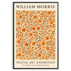Intricate floral pattern in orange and brown by William Morris