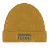 Embroidered beanie featuring a New York tennis design in a sporty style