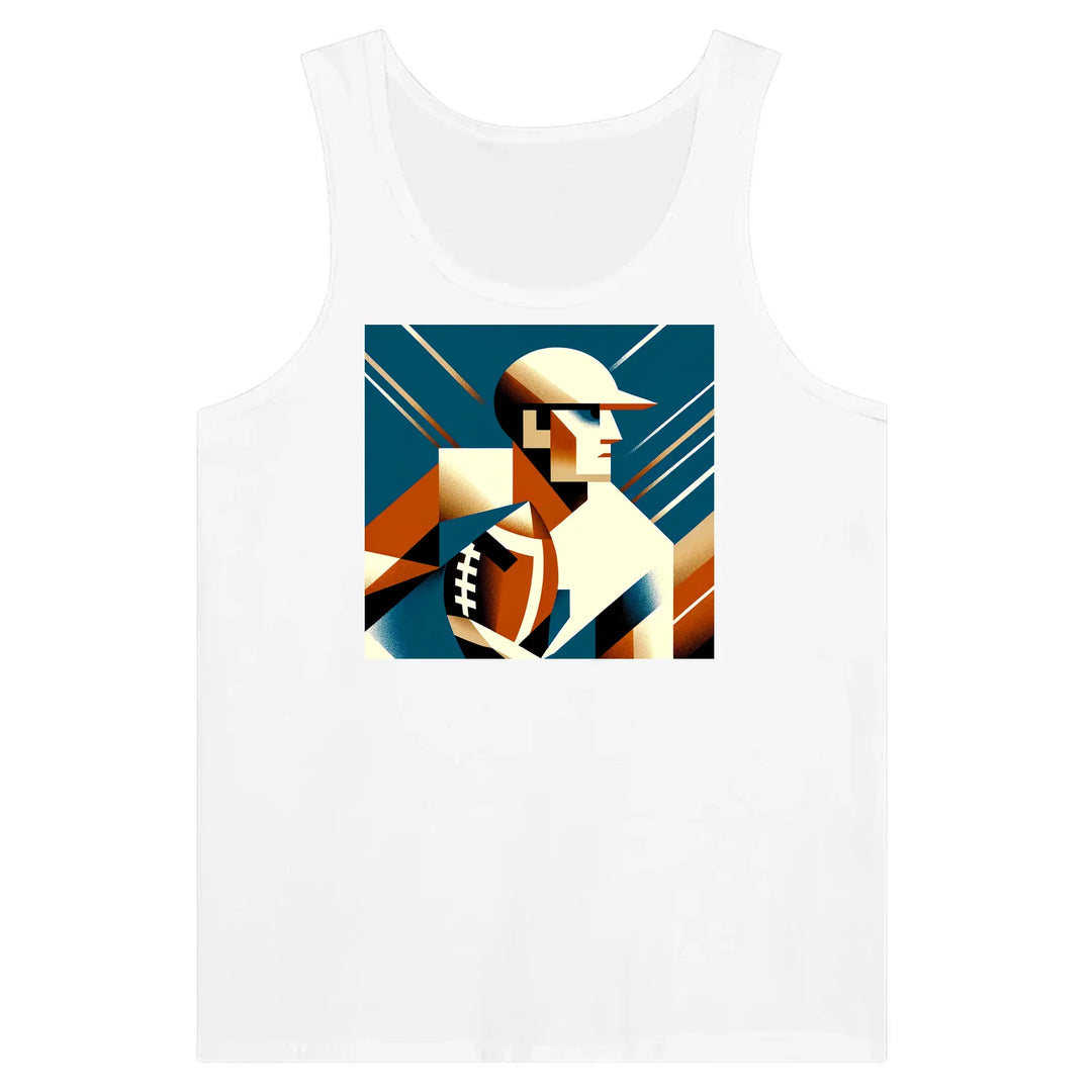 Tank top featuring an illustration of an American football helmet
