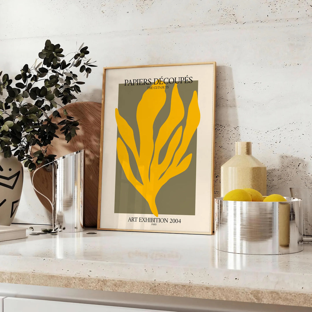 Poster showing Matisse white and orange cut-paper abstract composition