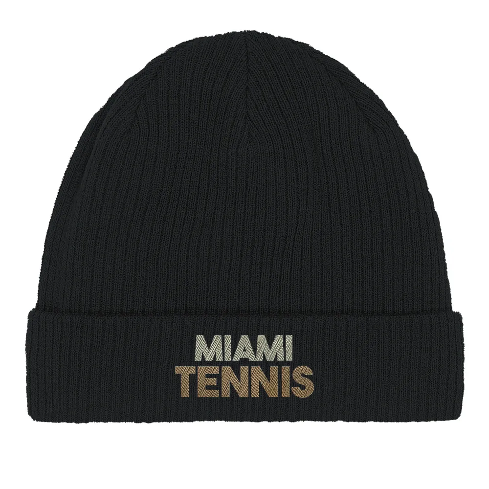 Embroidered beanie with Miami Tennis 2 logo design