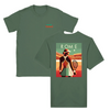 T-shirt featuring a graphic of a tennis player in action