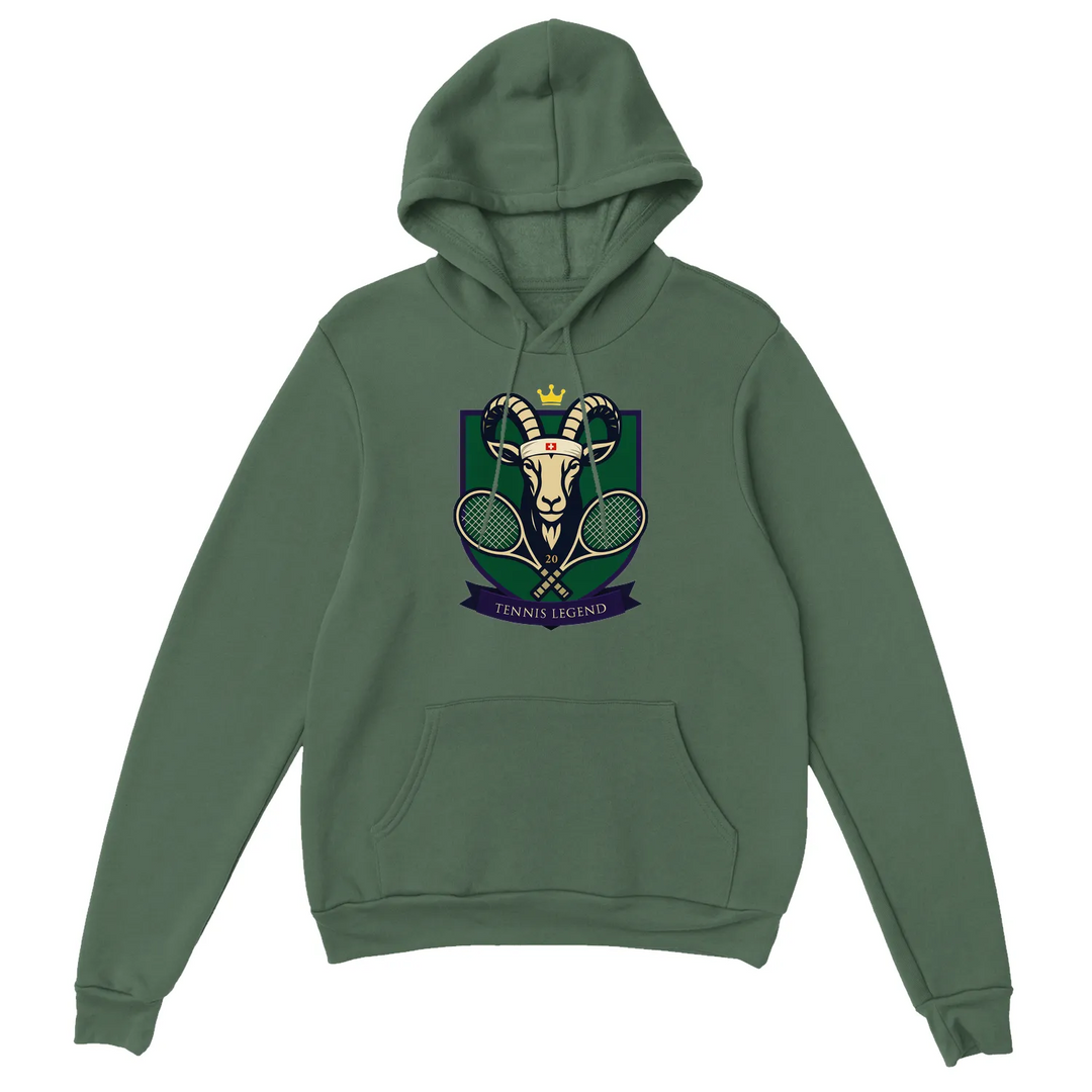 Hoodie with a graphic print of Roger Federer, the Tennis GOAT