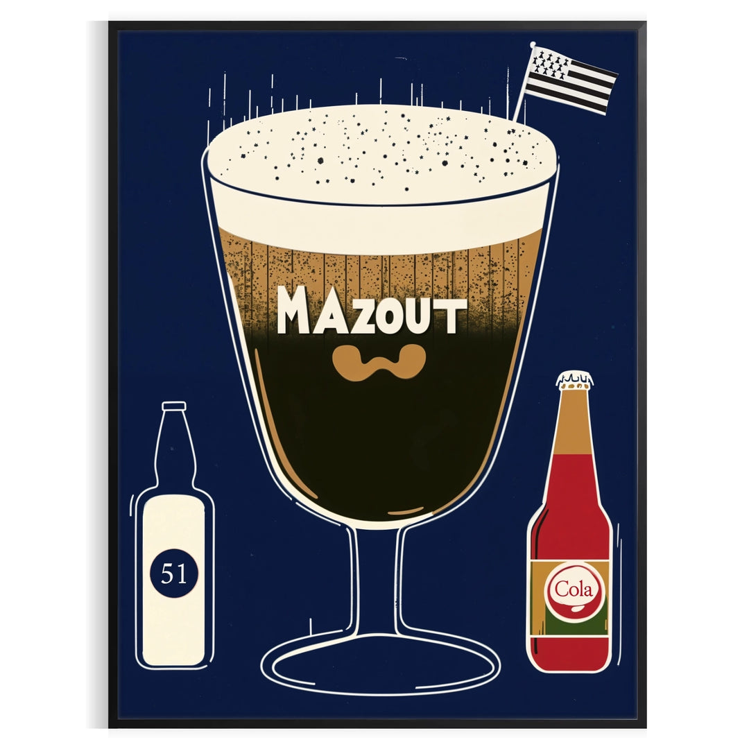 Gray and brown abstract cocktail artwork poster in minimalist modern style