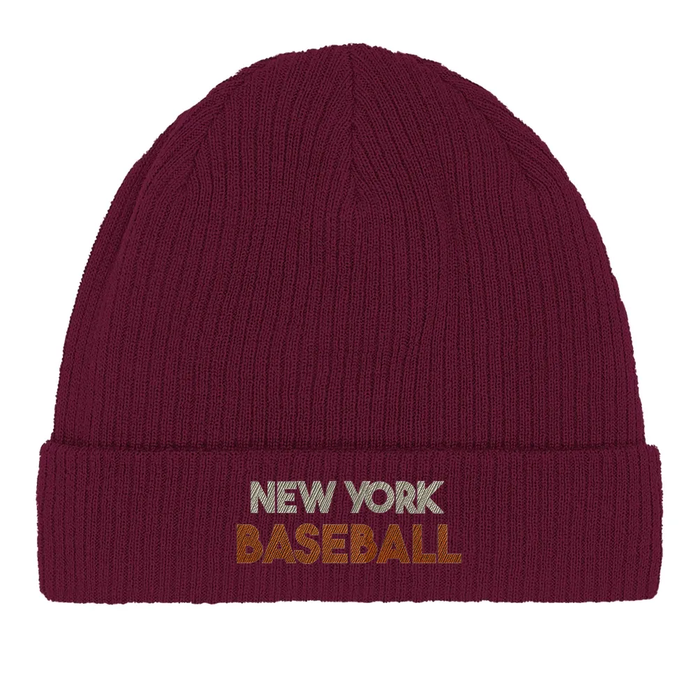 Embroidered beanie featuring a New York Baseball 5 design