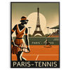 Black and gray minimalist Paris tennis poster with modern graphic design