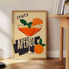 Illustration of an Aperol 2 cocktail in retro orange and brown tones