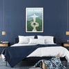 Illustration of Rio de Janeiro with gray and blue tones, featuring iconic landmarks - in a black frame