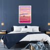 Illustration of Tanzania with rich brown and purple tones - in a black frame