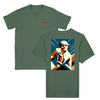 T-shirt featuring an illustration of an American football in action