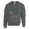 Sweater featuring a graphic print of tennis elements and the text Mission 2ème Semaine