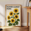 Vintage botanical Paris flower market poster in green and yellow tones