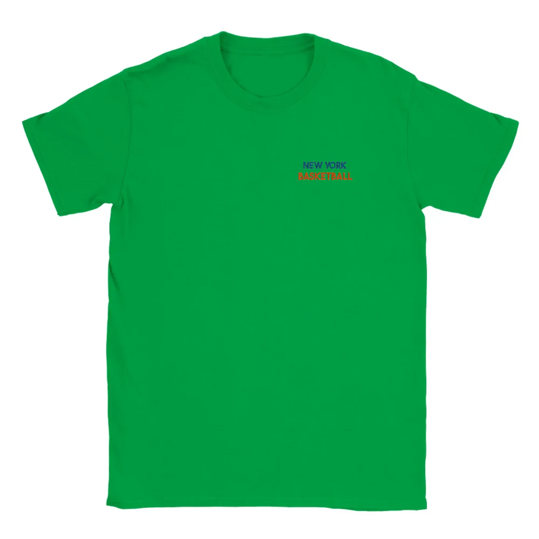 T-shirt featuring an embroidered design of New York basketball