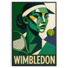 グレー と 緑 の キュビスム 風 Wimbledon ポスター 抽象 的 ラケット シルエット